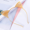 Metal Cat Ear Hairband Headwear For Women Electroplated Animal Style
