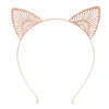 Metal Cat Ear Hairband Headwear For Women Electroplated Animal Style