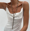 Metal Chain Geometric Knotted Tassel Necklace For Women With Electroplating