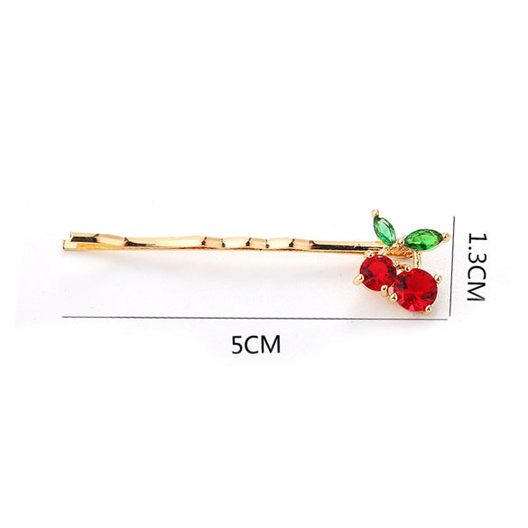 Metal Cherry Hair Accessories For Women Cute Style Electroplated One Word Clip