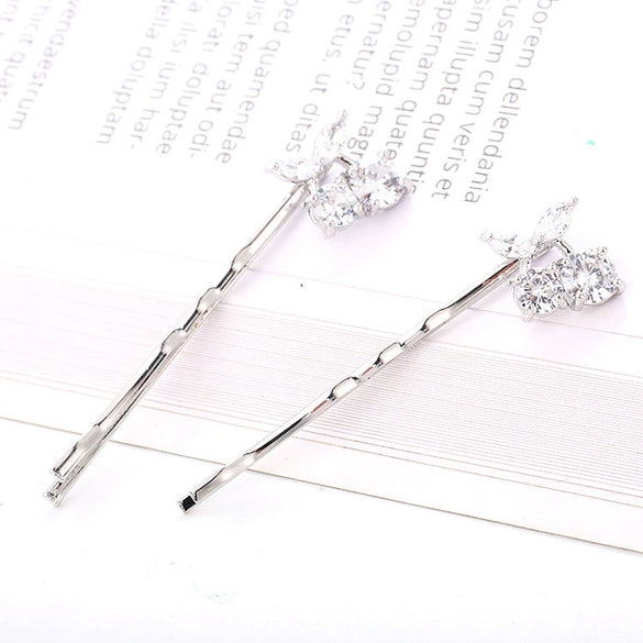 Metal Cherry Hair Accessories For Women Cute Style Electroplated One Word Clip
