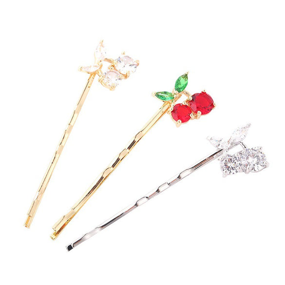 Metal Cherry Hair Accessories For Women Cute Style Electroplated One Word Clip