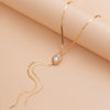 Metal Clavicle Chain With Imitation Pearl Pendant Geometric Style Electroplated For Women