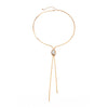 Metal Clavicle Chain With Imitation Pearl Pendant Geometric Style Electroplated For Women