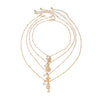 Metal Clavicle Necklace With Conch Shell Imitation Pearl Seahorse Tortoise Animal Zodiac Geometric Electroplated Design