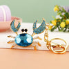 Metal Crab Shaped Keychain With Diamond Encrustment Pastoral Style For Female
