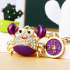 Metal Crab Shaped Keychain With Diamond Encrustment Pastoral Style For Female