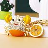 Metal Crab Shaped Keychain With Diamond Encrustment Pastoral Style For Female