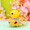 Metal Creative Rhinestone Cute Big Yellow Duck Shape Car Key Chain Women's Bag Pendant