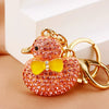 Metal Creative Rhinestone Cute Big Yellow Duck Shape Car Key Chain Women's Bag Pendant