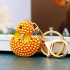 Metal Creative Rhinestone Cute Big Yellow Duck Shape Car Key Chain Women's Bag Pendant