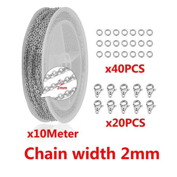 Metal Cross Chain With Lobster Buckle Opening Ring Electroplated Geometric Jewelry Accessories For Diy Handmade Necklace Bracelet
