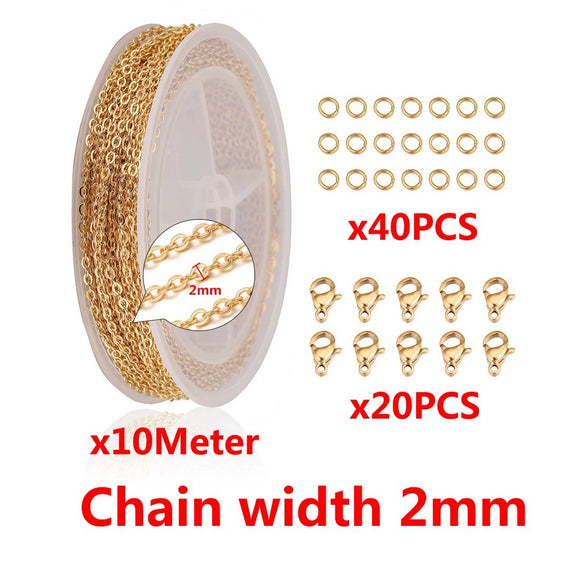 Metal Cross Chain With Lobster Buckle Opening Ring Electroplated Geometric Jewelry Accessories For Diy Handmade Necklace Bracelet