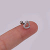 Metal Cross Ear Bone Stud Piercing Screw Earrings With Crown Floral Design Light Luxury Style Electroplated