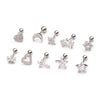 Metal Cross Ear Bone Stud Piercing Screw Earrings With Crown Floral Design Light Luxury Style Electroplated