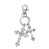 Metal Cross Pendant Keychain With Crown And Roman Numerals Pattern Electroplated For Men