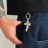 Metal Cross Pendant Keychain With Crown And Roman Numerals Pattern Electroplated For Men