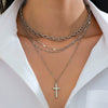 Metal Cross Pendant Necklace Geometric Vintage Style Iron Alloy Electroplating For Women