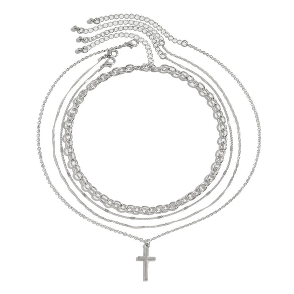 Metal Cross Pendant Necklace Geometric Vintage Style Iron Alloy Electroplating For Women