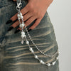 Metal Cross Pendant Pants Chain Punk Style Imitation Pearl Beaded Waist Accessory