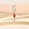 Metal Cross Pendant Tassel Earrings With Zirconia For Women
