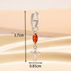 Metal Cross Pendant Tassel Earrings With Zirconia For Women