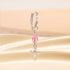 Metal Cross Pendant Tassel Earrings With Zirconia For Women