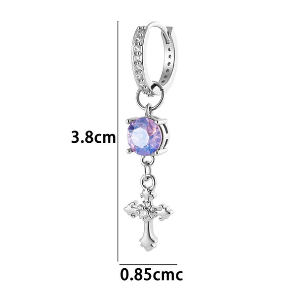 Metal Cross Pendant Women's Earrings With Austrian Round Diamond And Zirconia