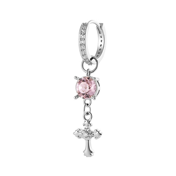 Metal Cross Pendant Women's Earrings With Austrian Round Diamond And Zirconia