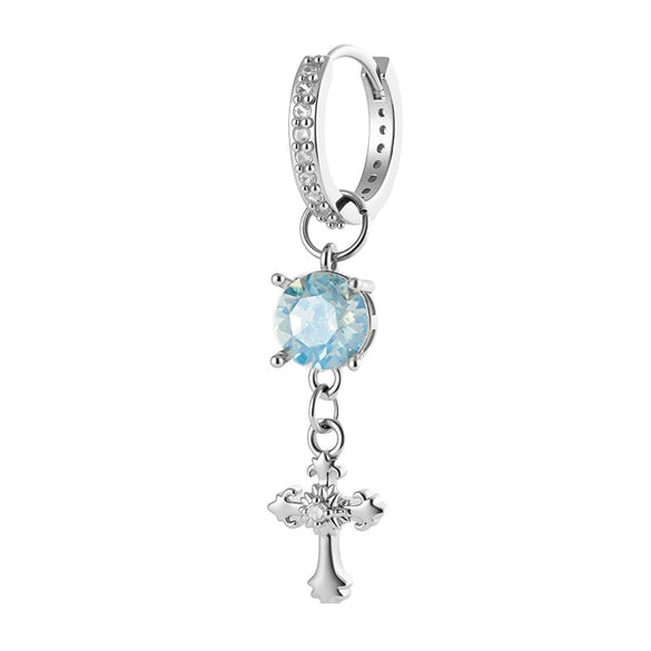 Metal Cross Pendant Women's Earrings With Austrian Round Diamond And Zirconia