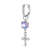 Metal Cross Pendant Women's Earrings With Austrian Round Diamond And Zirconia