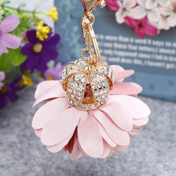 Metal Crown Flower Keychain For Women's Bags Creative Rhinestone Key Chain As Small Gift