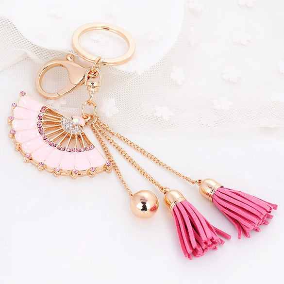 Metal Crown Flower Keychain For Women's Bags Creative Rhinestone Key Chain As Small Gift