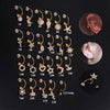 Metal Cshaped Ring Piercing Flower Zircon Pendant Women's Geometric Earrings