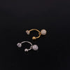 Metal Cshaped Ring Piercing Flower Zircon Pendant Women's Geometric Earrings