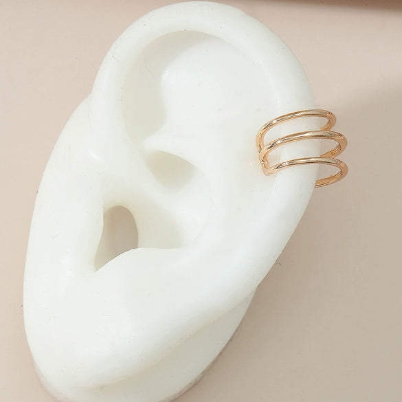 Metal Ctype Multilayer Holefree Ear Clip Earrings Copper Electroplated Unisex