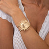 Metal Cut Out Geometric Round Open Arm Bracelet Set For Women Simple Style Iron Material Electroplating Processing
