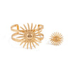 Metal Cut Out Geometric Round Open Arm Bracelet Set For Women Simple Style Iron Material Electroplating Processing