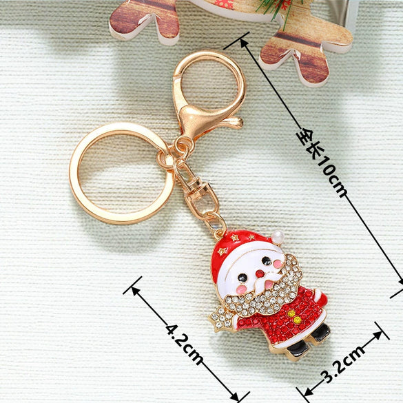 Metal Cute Snowman Elk Santa Claus Car Keychain Bag Pendant Key Ring Christmas Gift For Men And Women