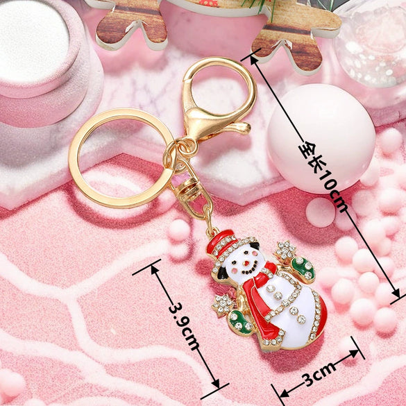 Metal Cute Snowman Elk Santa Claus Car Keychain Bag Pendant Key Ring Christmas Gift For Men And Women