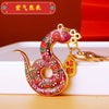 Metal Cute Zodiac Snake Car Keychain For Women Diamondencrusted Bag Pendant Mascot Gift