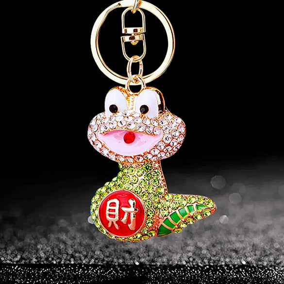 Metal Cute Zodiac Snake Car Keychain For Women Diamondencrusted Bag Pendant Mascot Gift