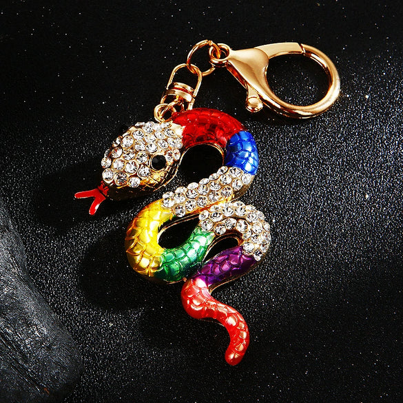 Metal Cute Zodiac Snake Car Keychain For Women Diamondencrusted Bag Pendant Mascot Gift