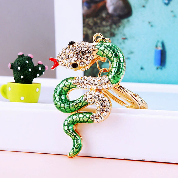 Metal Cute Zodiac Snake Car Keychain For Women Diamondencrusted Bag Pendant Mascot Gift