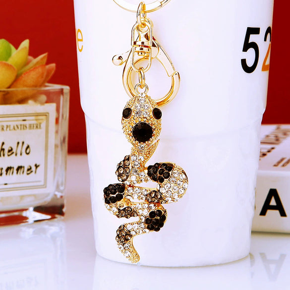 Metal Cute Zodiac Snake Car Keychain For Women Diamondencrusted Bag Pendant Mascot Gift