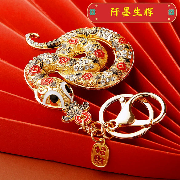 Metal Cute Zodiac Snake Car Keychain For Women Diamondencrusted Bag Pendant Mascot Gift