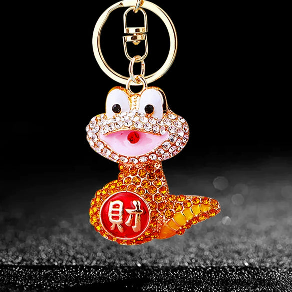 Metal Cute Zodiac Snake Car Keychain For Women Diamondencrusted Bag Pendant Mascot Gift