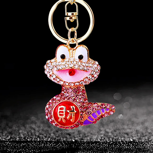 Metal Cute Zodiac Snake Car Keychain For Women Diamondencrusted Bag Pendant Mascot Gift