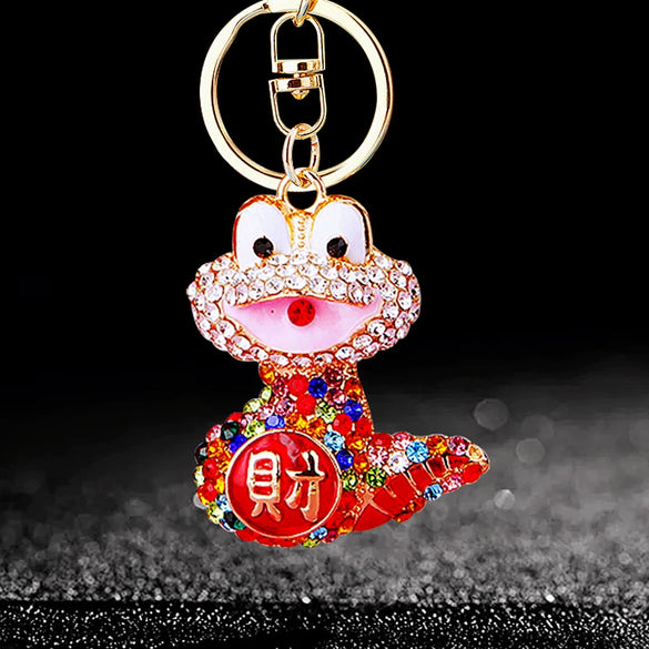 Metal Cute Zodiac Snake Car Keychain For Women Diamondencrusted Bag Pendant Mascot Gift