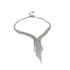 Metal Diamond Inlaid Water Drops And Love Pattern Tassel Necklace And Earrings Twopiece Set For Women With Clavicle Chain